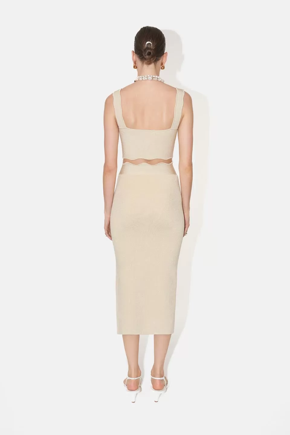 Delia Scalloped Skirt - Creme