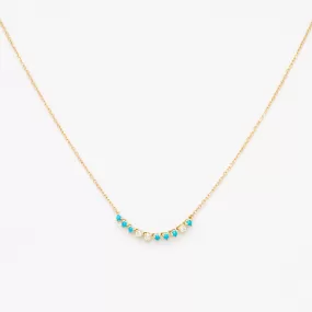 Diamond and Turquoise Rounds Chain Necklace