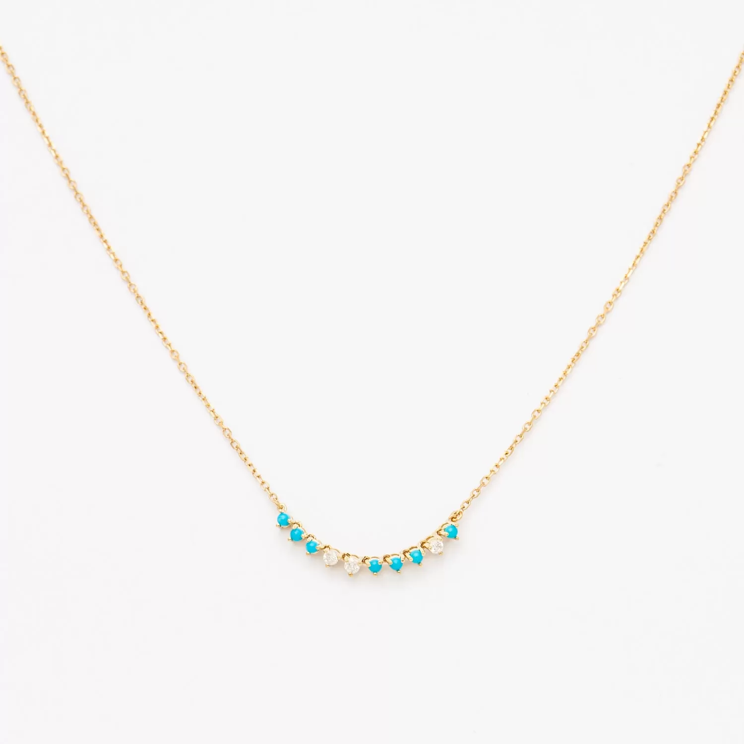 Diamond and Turquoise Rounds Chain Necklace