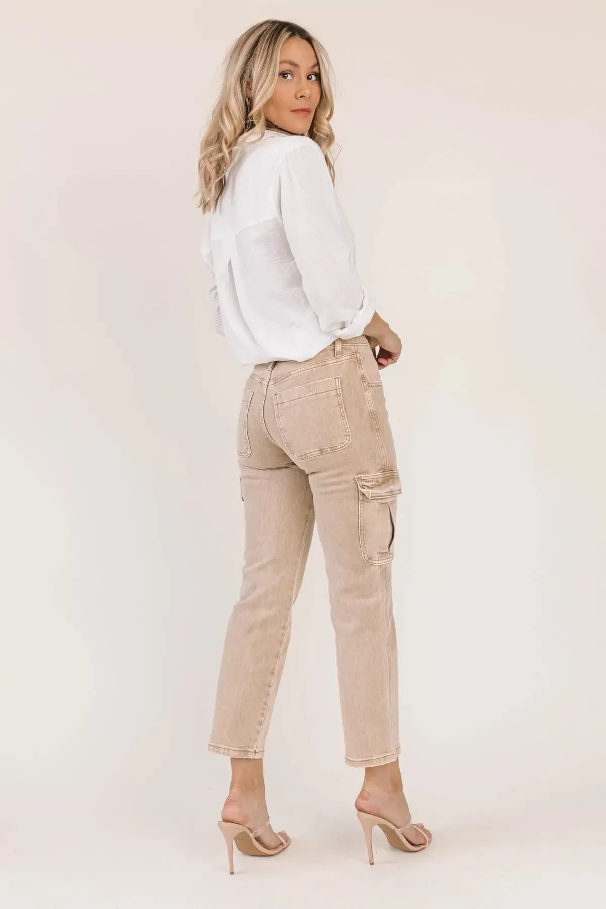 Dixie Khaki Mid-Rise Cargo Denim - Final Sale