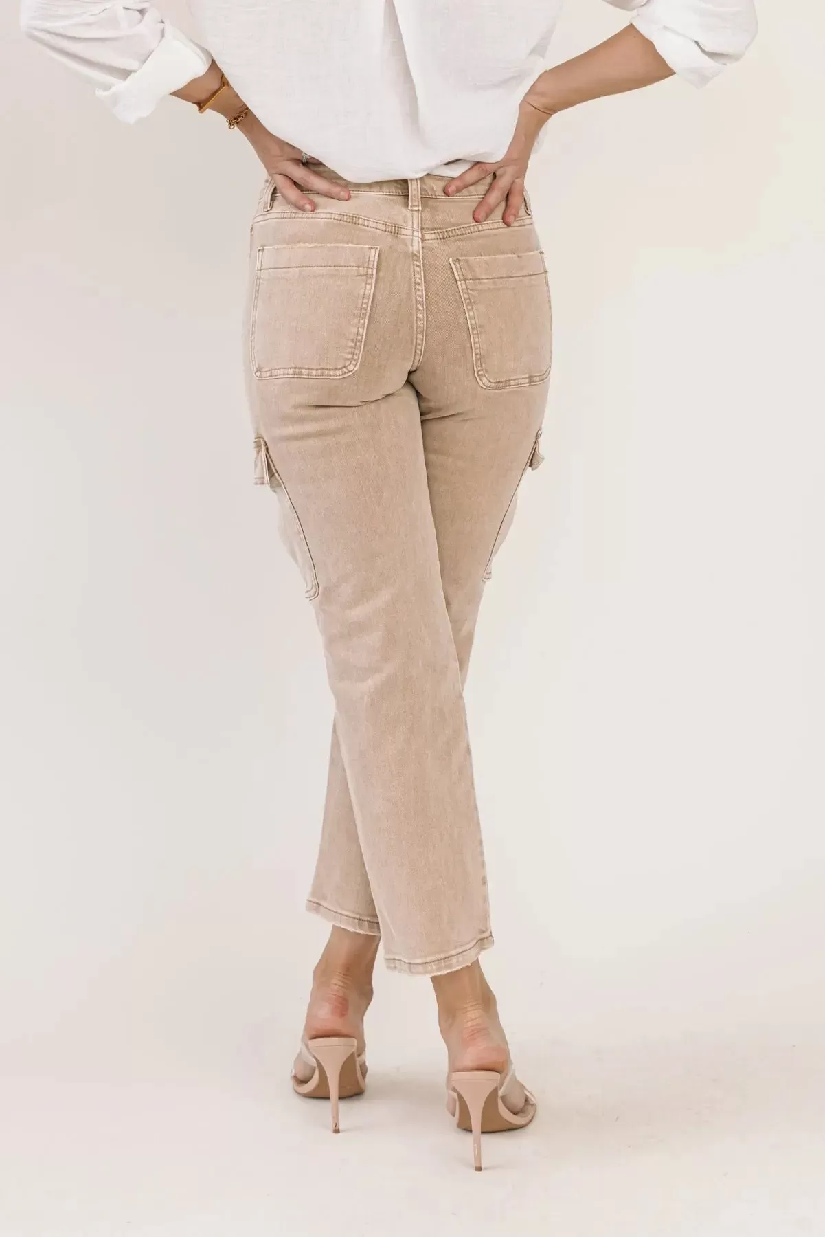 Dixie Khaki Mid-Rise Cargo Denim - Final Sale