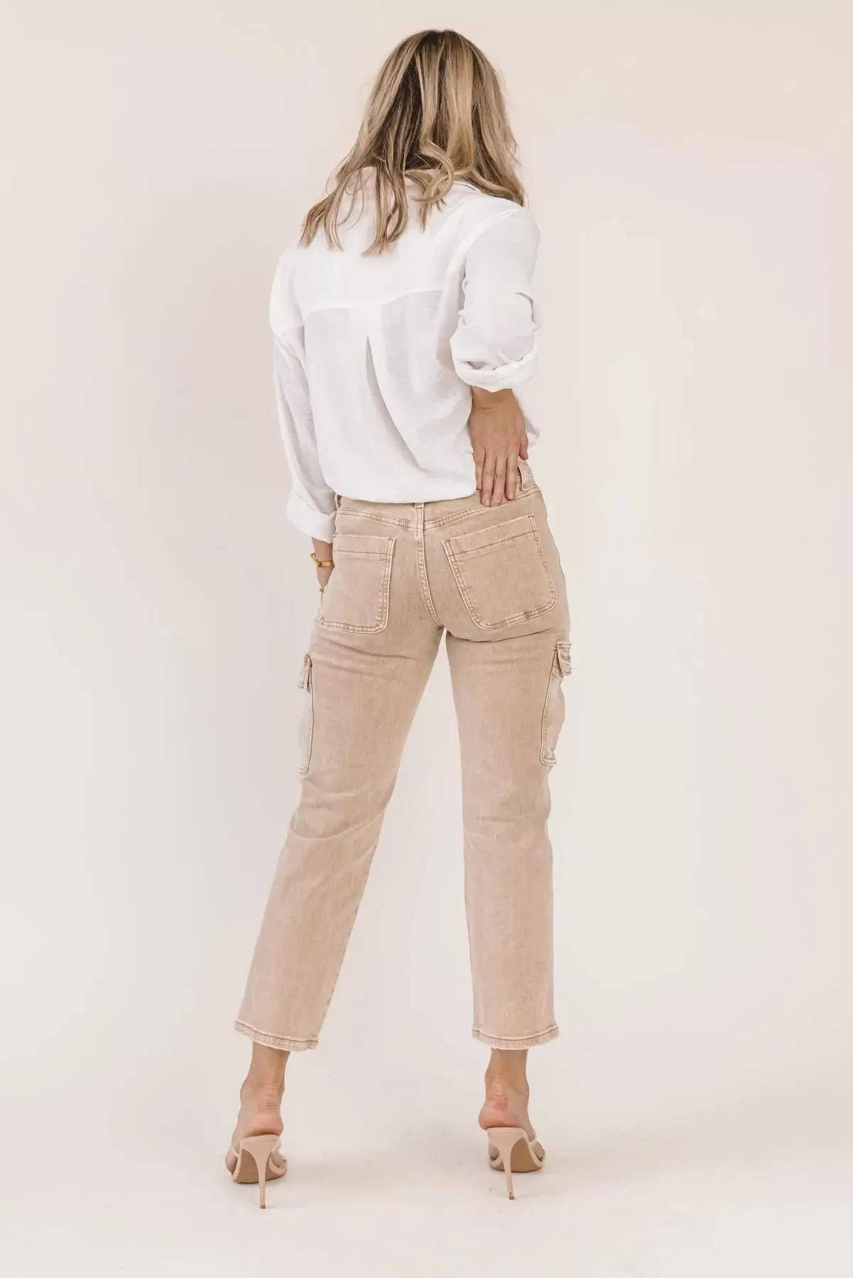 Dixie Khaki Mid-Rise Cargo Denim - Final Sale