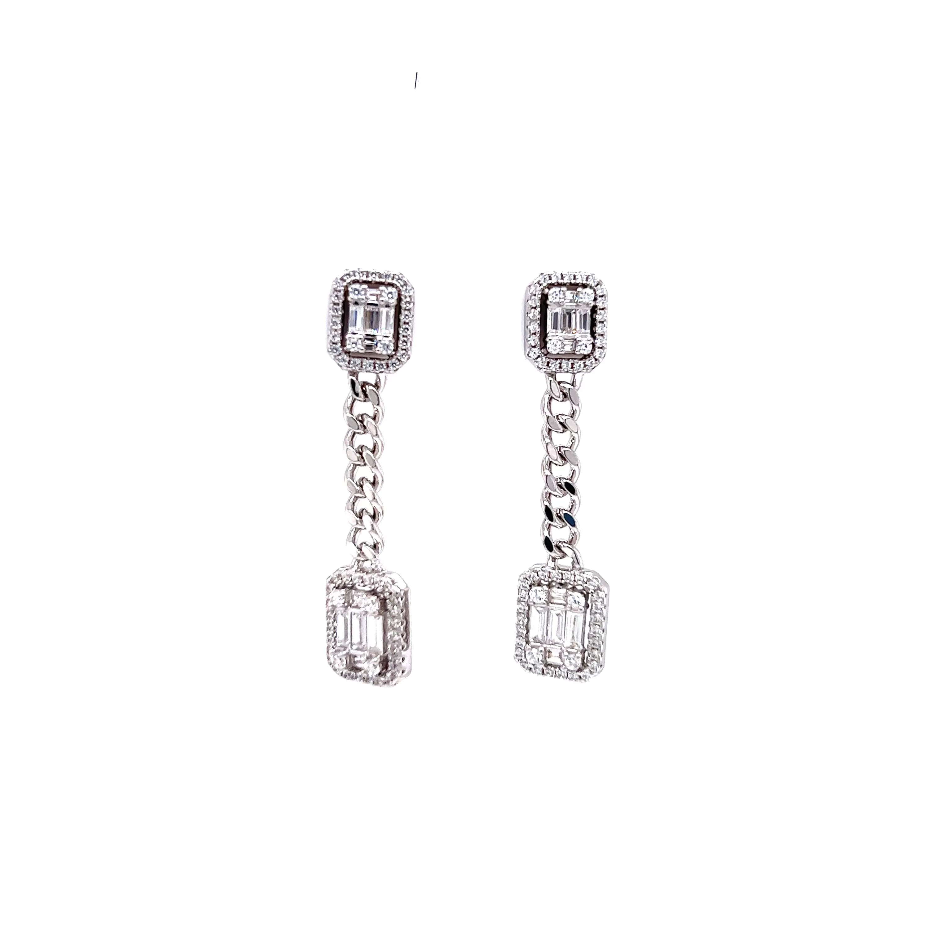 Double Baguette Chain Earrings