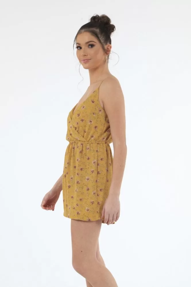 Double Second Yellow Floral Playsuit