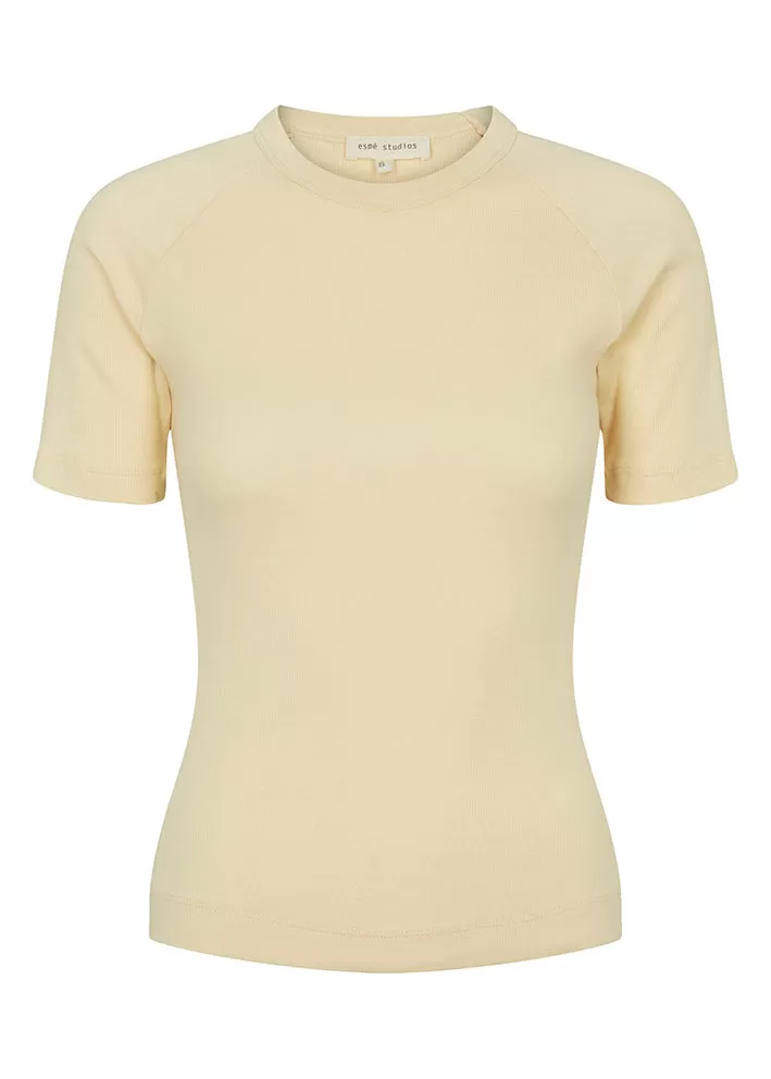 Esmé Studios Blossom SS O-neck Rib T-shirt - Summer Melon