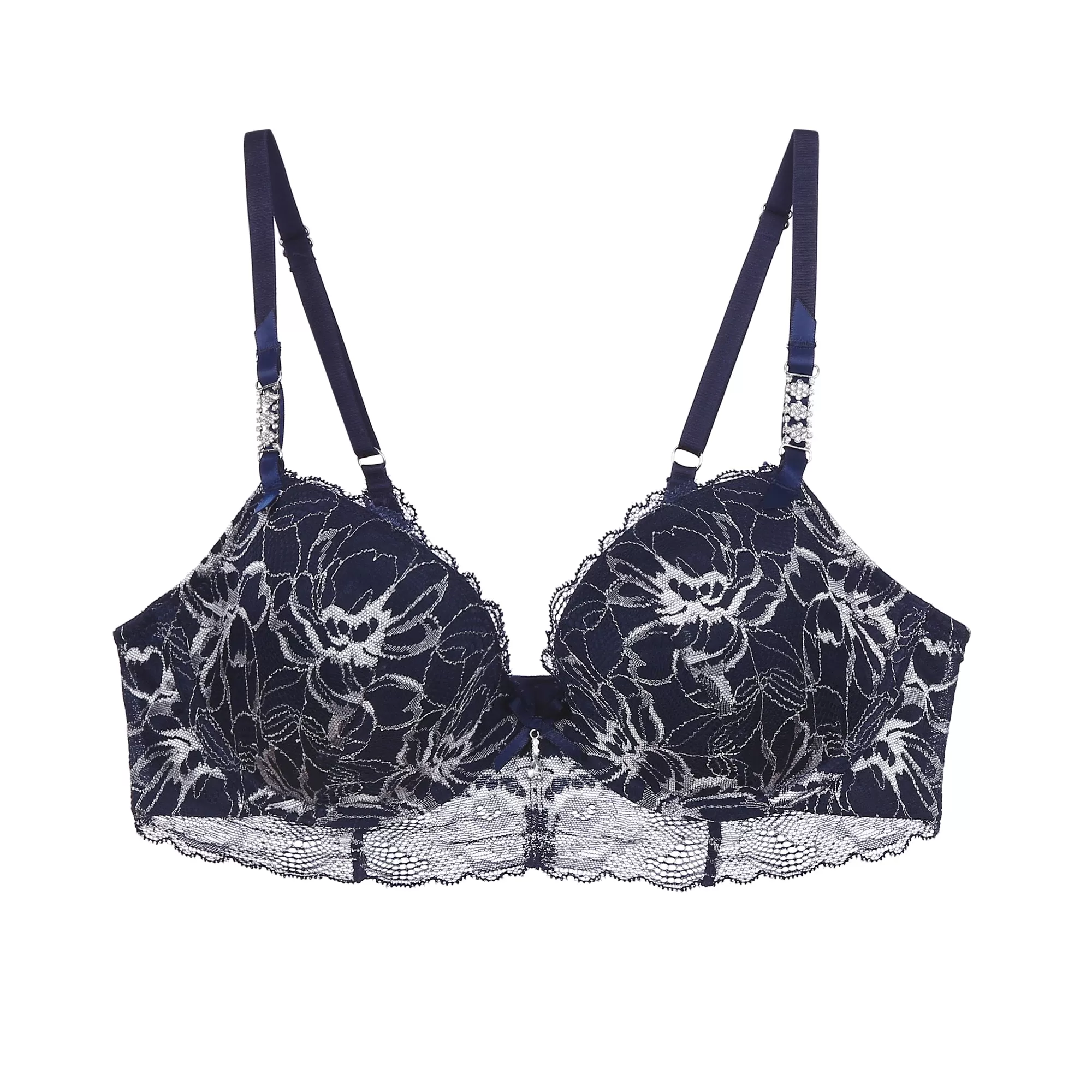 EVELYN Plunge Full-Coverage Molded Lace Demi Bra