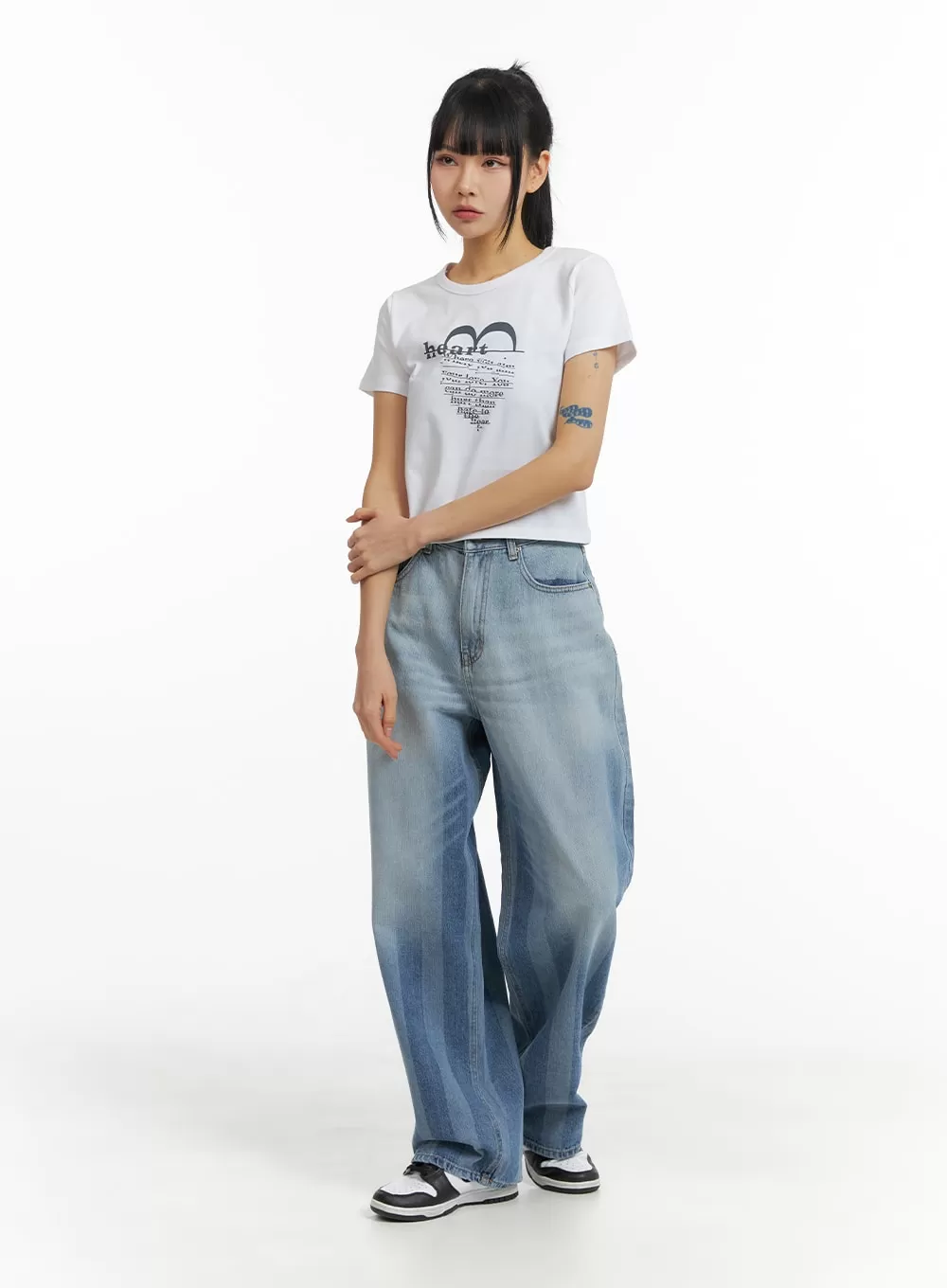 Faded Striped Baggy Jeans CM407