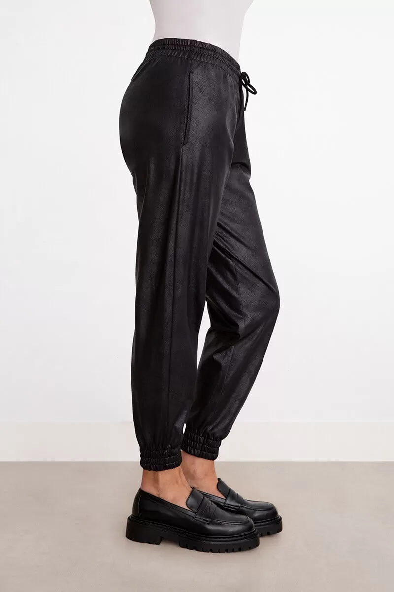 Faux Leather Jogger | Onyx