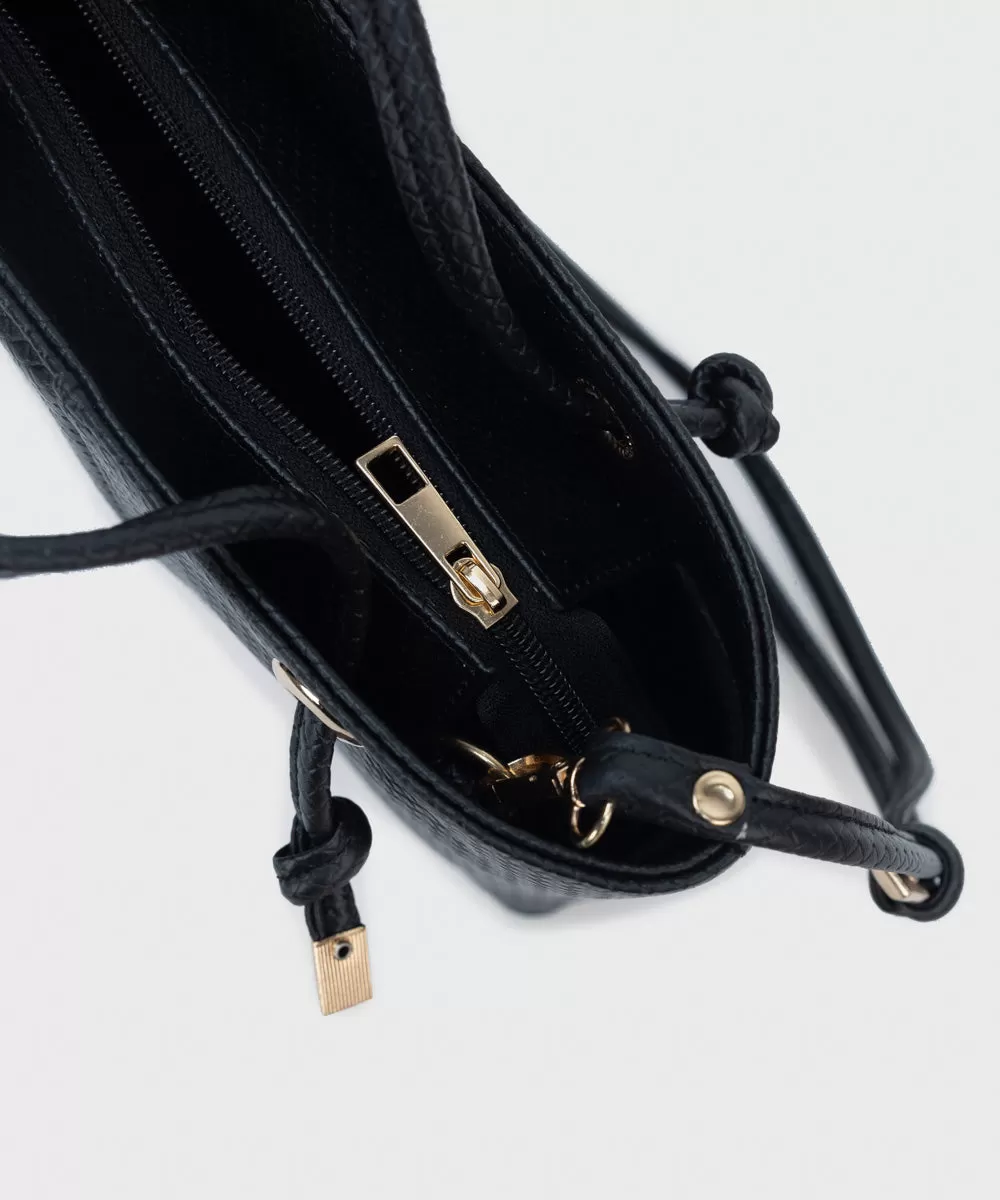 Faux Leather Top Handle Bag