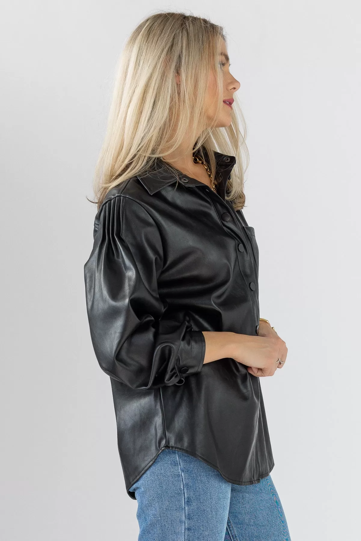 Faux Real Black Faux Leather Top - Final Sale