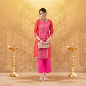 Festive Polka Bright Lace Detailed Straight Kurta