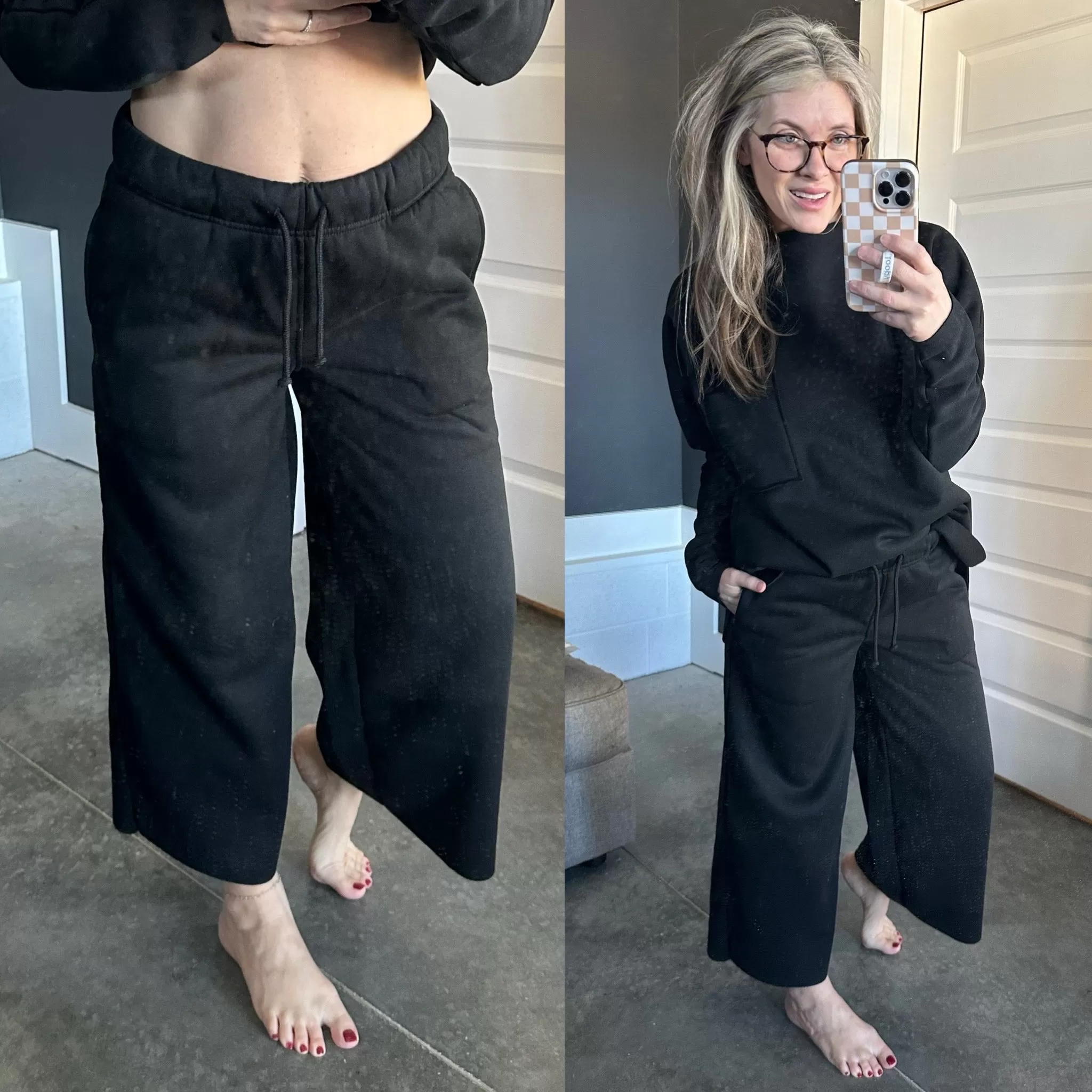 Fleece Crop Pant In Black