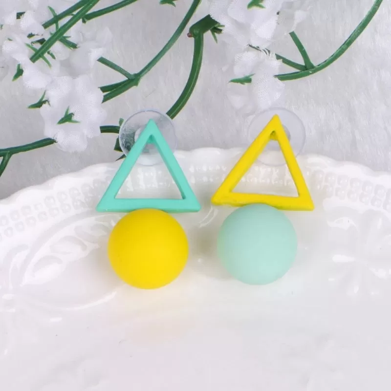 Geometric Acrylic Colorful Stud Earring - 3 Styles