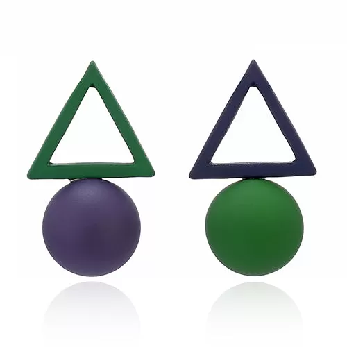 Geometric Acrylic Colorful Stud Earring - 3 Styles