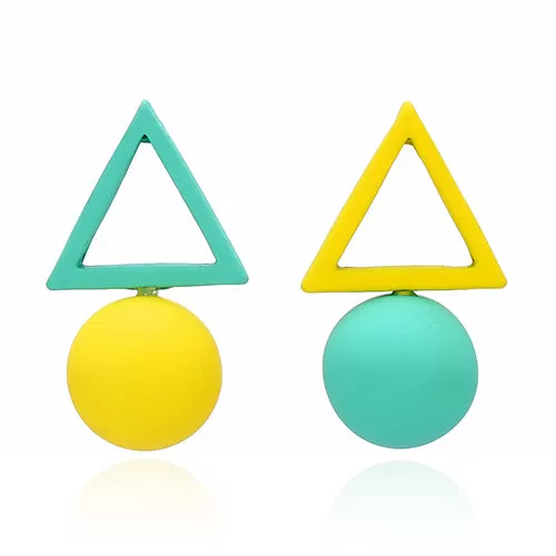 Geometric Acrylic Colorful Stud Earring - 3 Styles