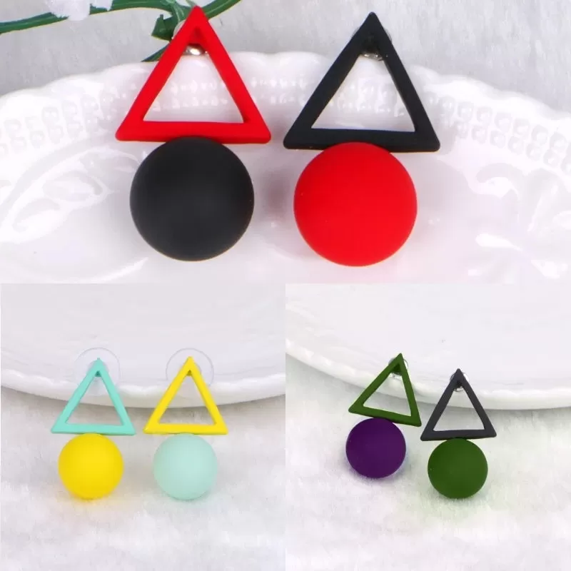 Geometric Acrylic Colorful Stud Earring - 3 Styles