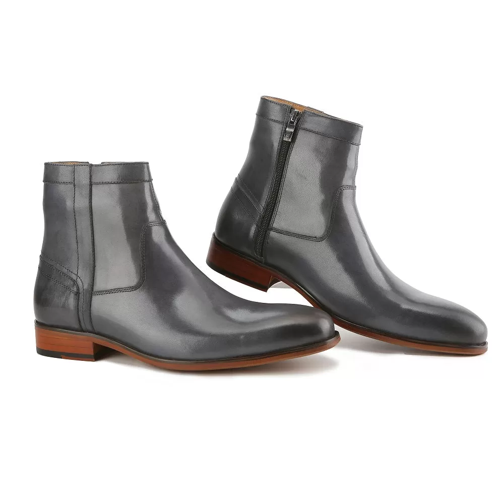 Gino Vitale Men's Handcrafted Genuine Leather Side Zip Dress Boot