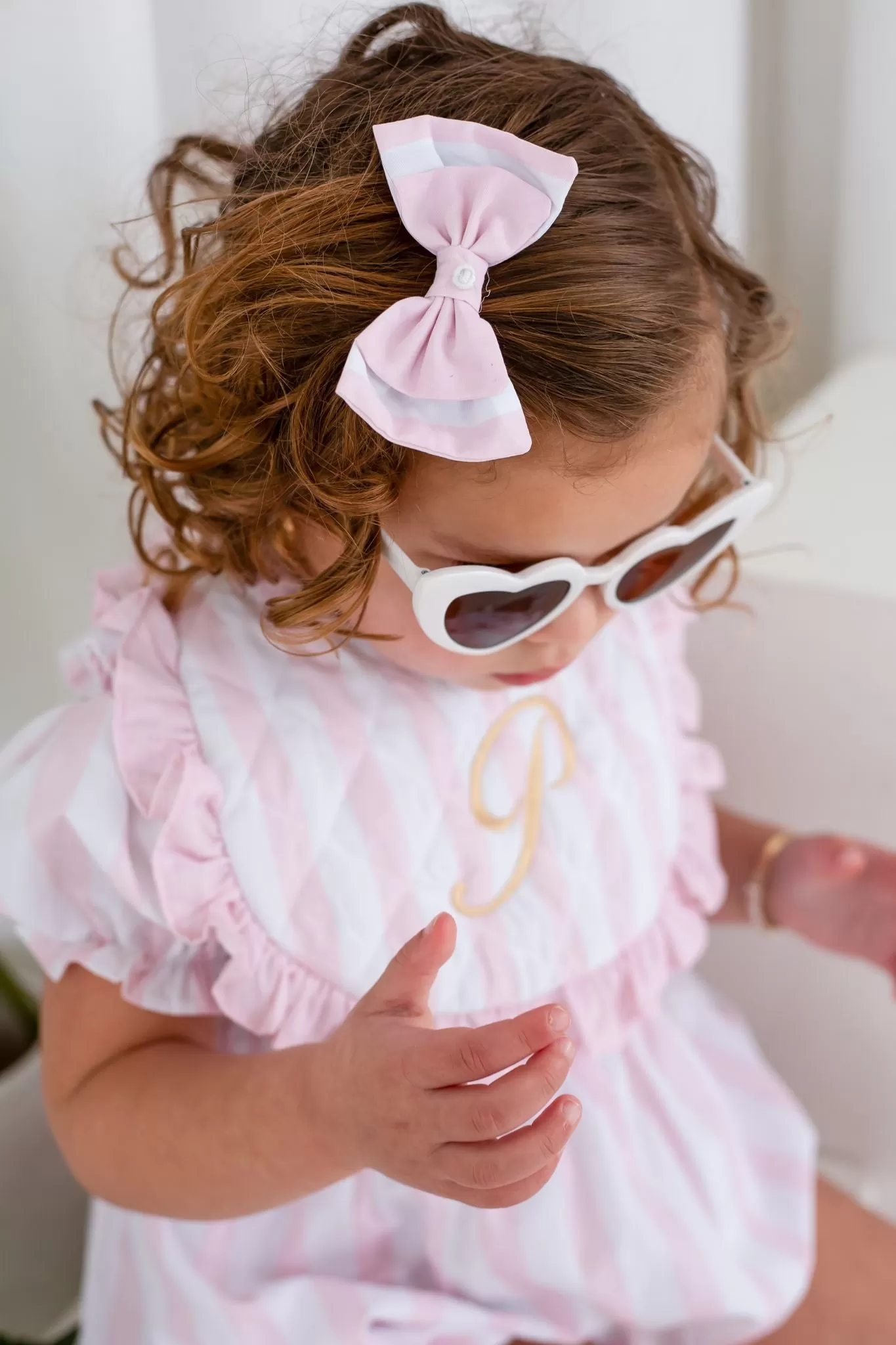 Girls Pink Candy Stripe Bib