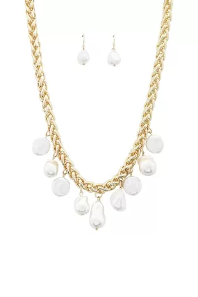 Gold Chain Necklace with Multiple Pearl Drops