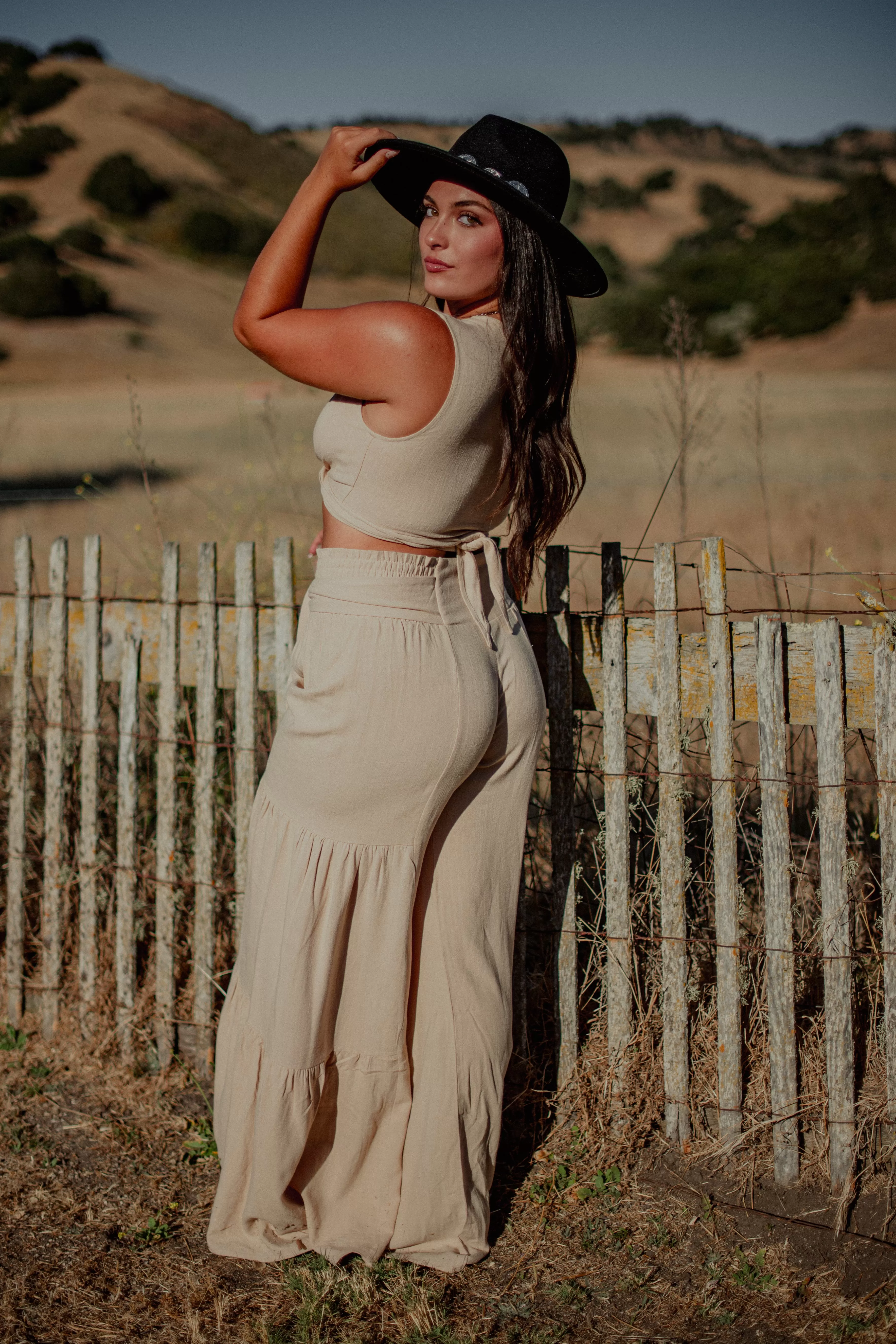 Golden Hour Sleeveless Front Tie Crop Top - Taupe