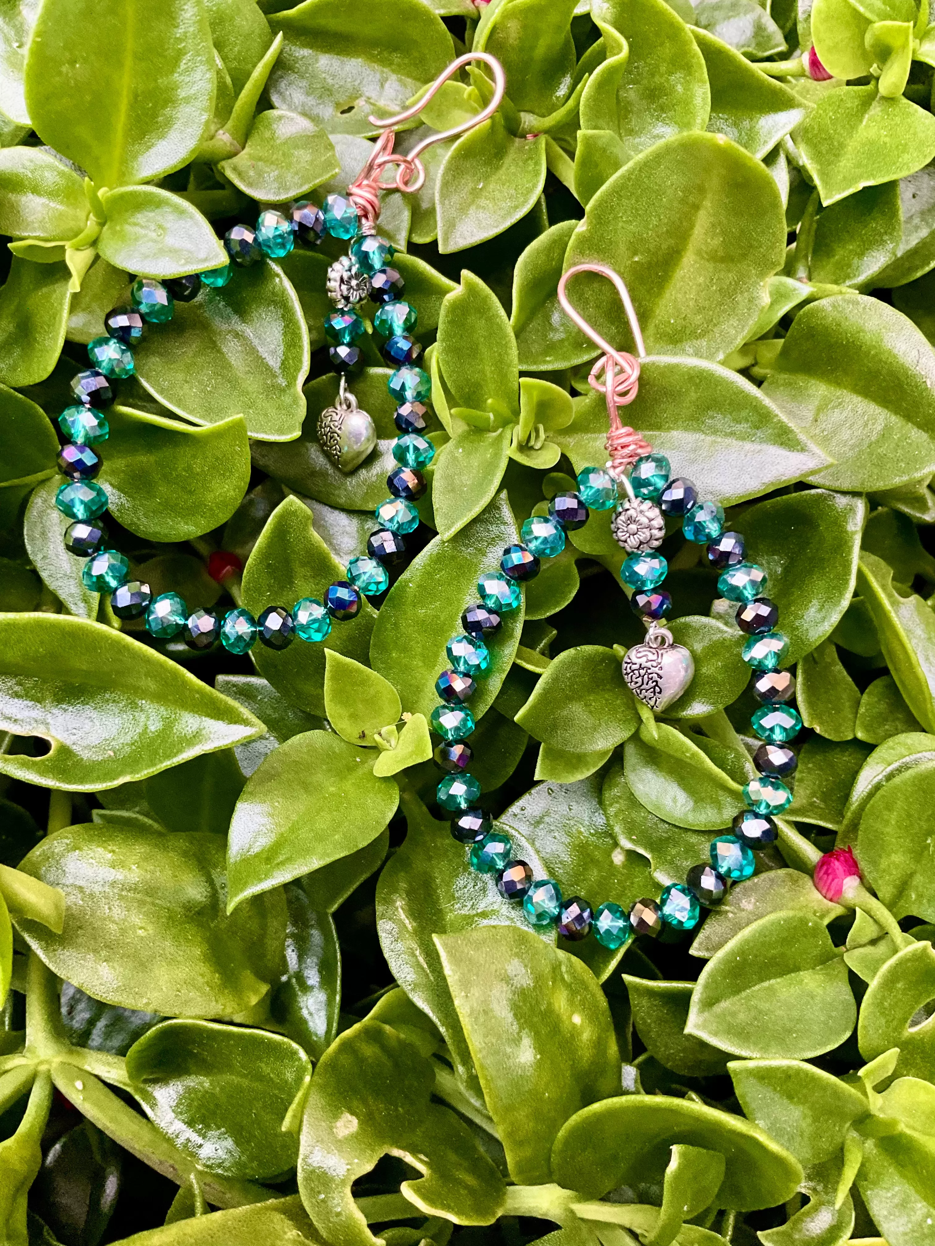 Green And Black Crystal Hoop Earrings