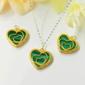 Green Heart Women’s Necklace 18K Gold