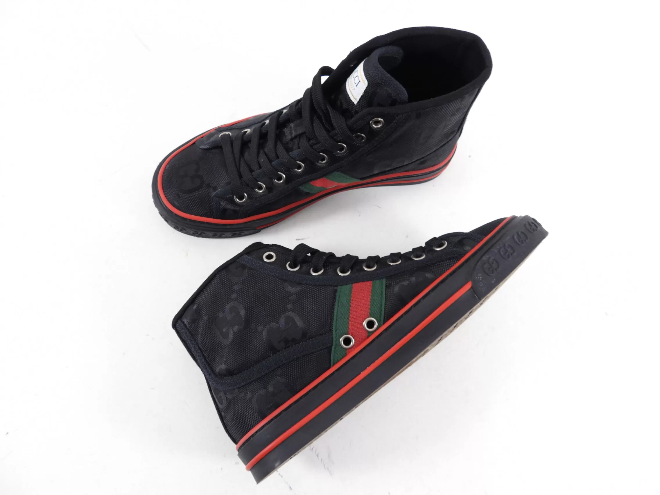 Gucci Black Monogram Web Stripe Off the Grid High Top Sneakers - 36