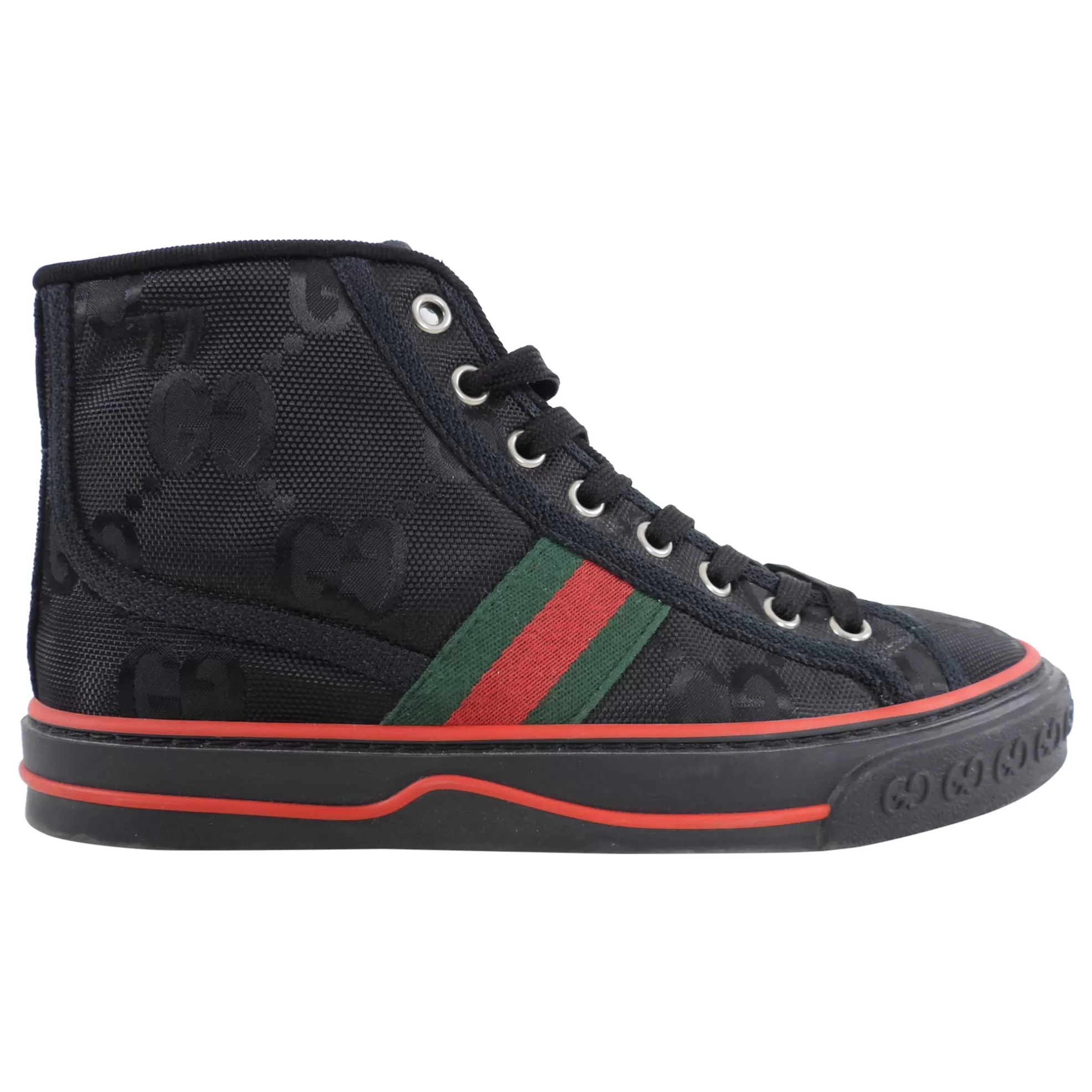 Gucci Black Monogram Web Stripe Off the Grid High Top Sneakers - 36