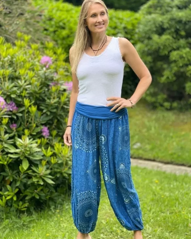 Harem Trousers - Royal Blue Mandala Print