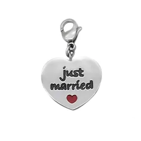 Heart Charm with Engraved "Just Married"