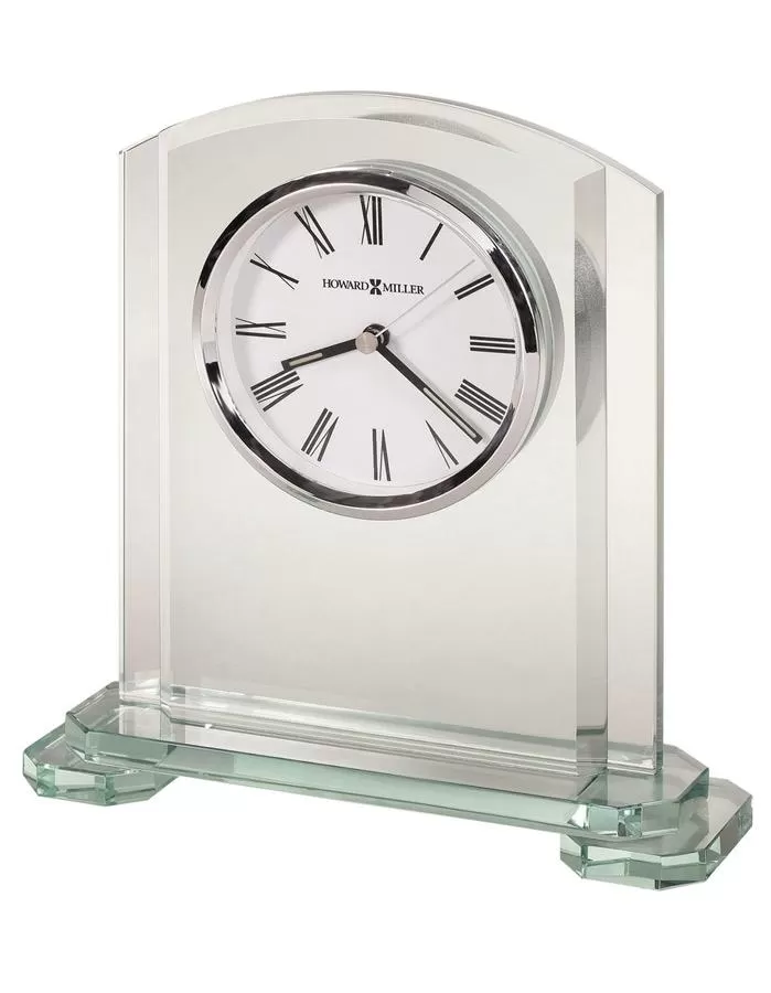 Howard Miller Stratus Arched Glass Table Clock with Tiered Base - White Dial