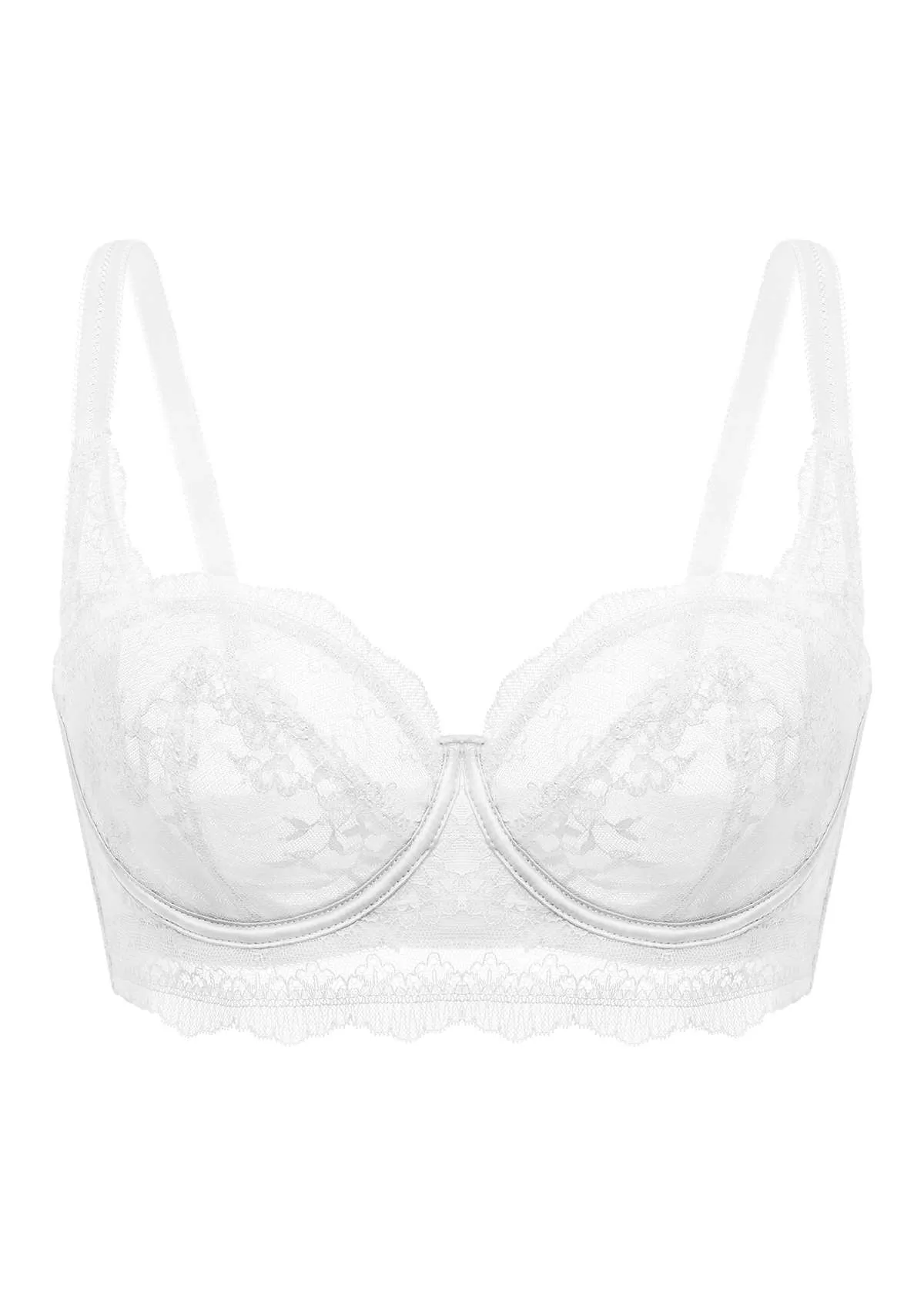 HSIA Floral Lace Unlined Bridal White Balconette Bra Set