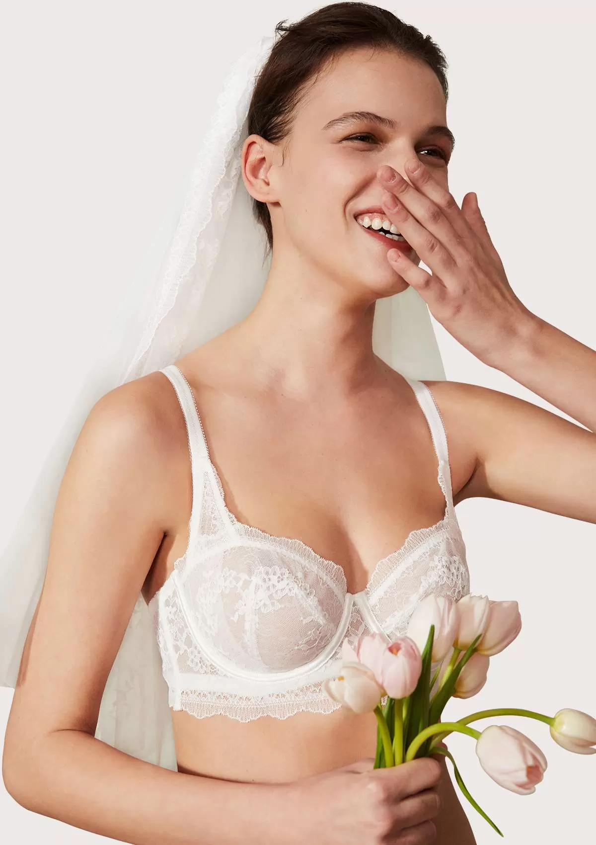 HSIA Floral Lace Unlined Bridal White Balconette Bra Set