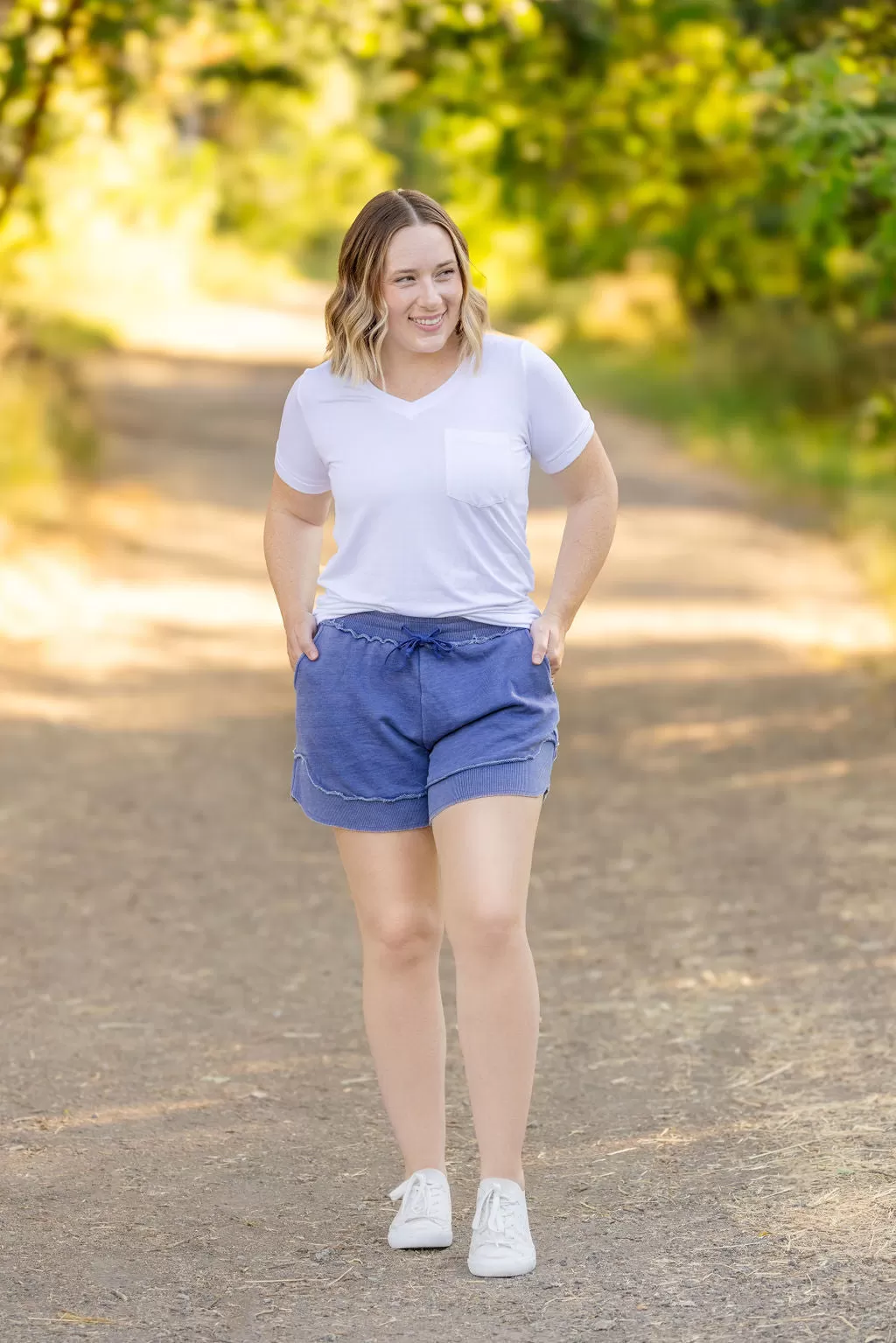 IN STOCK French Terry Stevie Shorts - Marlin Blue | Women's Casual Shorts