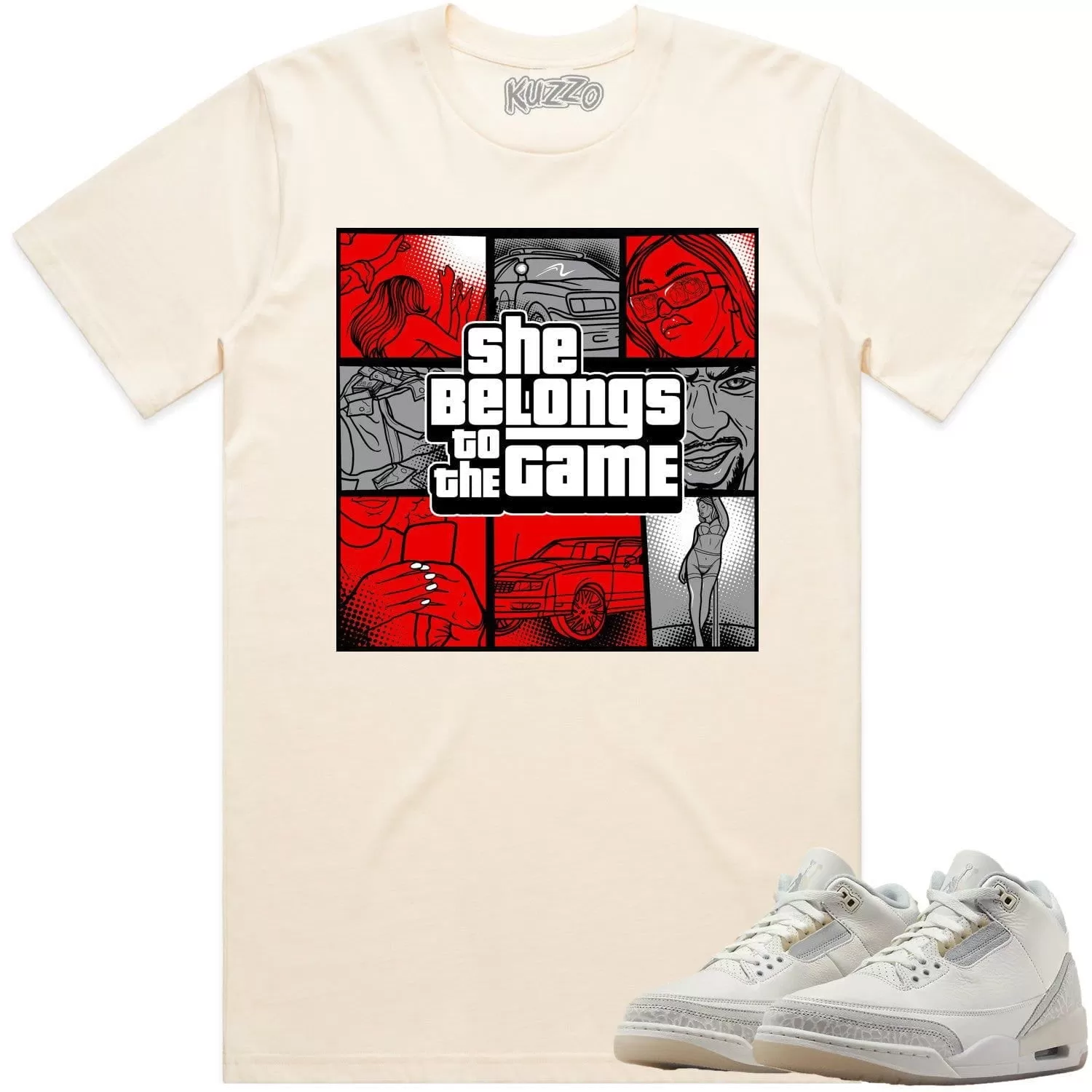 Jordan Retro 3 Craft Ivory 3s Shirt to Match - RED BELONGS TO THE GAME