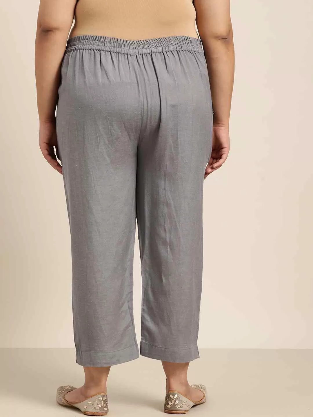 Juniper Grey Rayon Solid Cigarette Pants