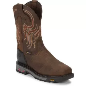 Justin Men's Driscoll 11" Steel Toe Metguard Western Work Boot -Brown- WK2112