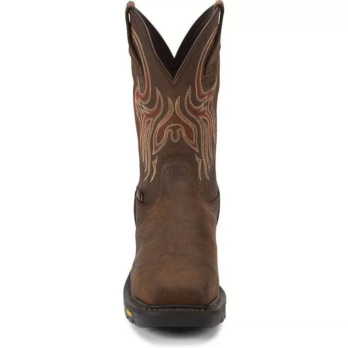 Justin Men's Driscoll 11" Steel Toe Metguard Western Work Boot -Brown- WK2112