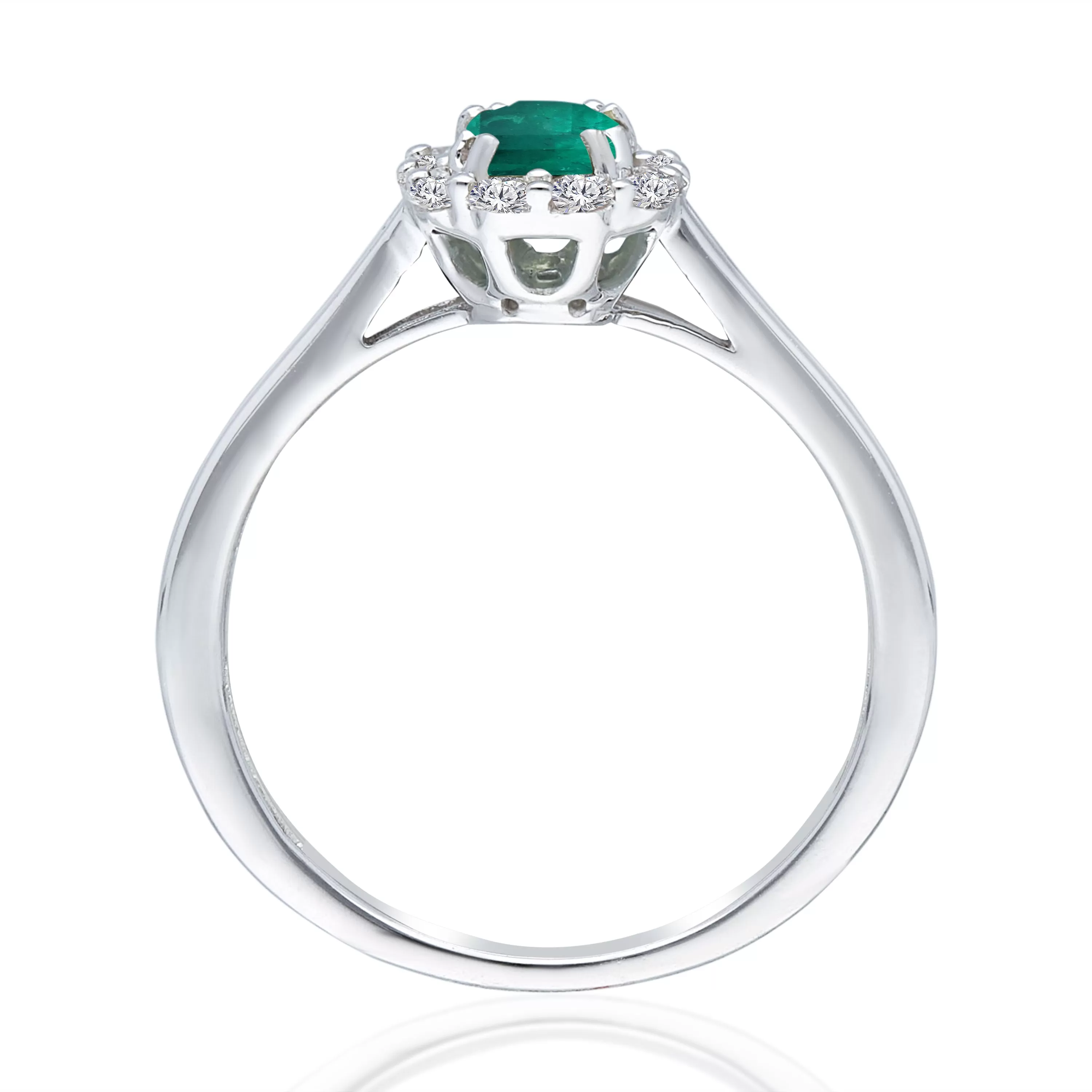 Kallati Heirloom Emerald-Cut Halo Emerald & Diamond Engagement Ring in 14K White Gold