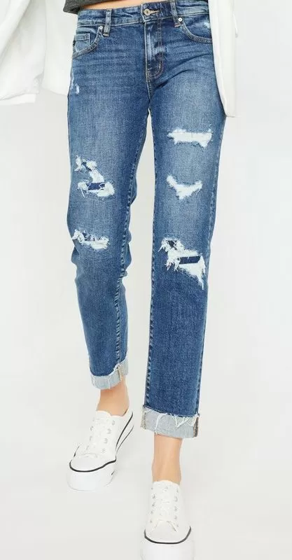 KanCan Patched Distressed Boyfriend Jeans - 5/26 to 22W