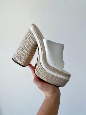 Kate Woven Platform Heels- White