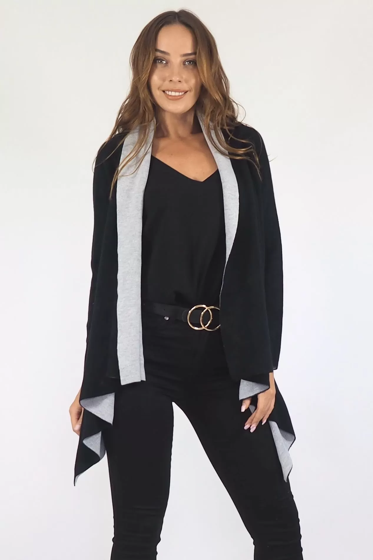 Kaya Jacket/Cardigan- Black/Grey