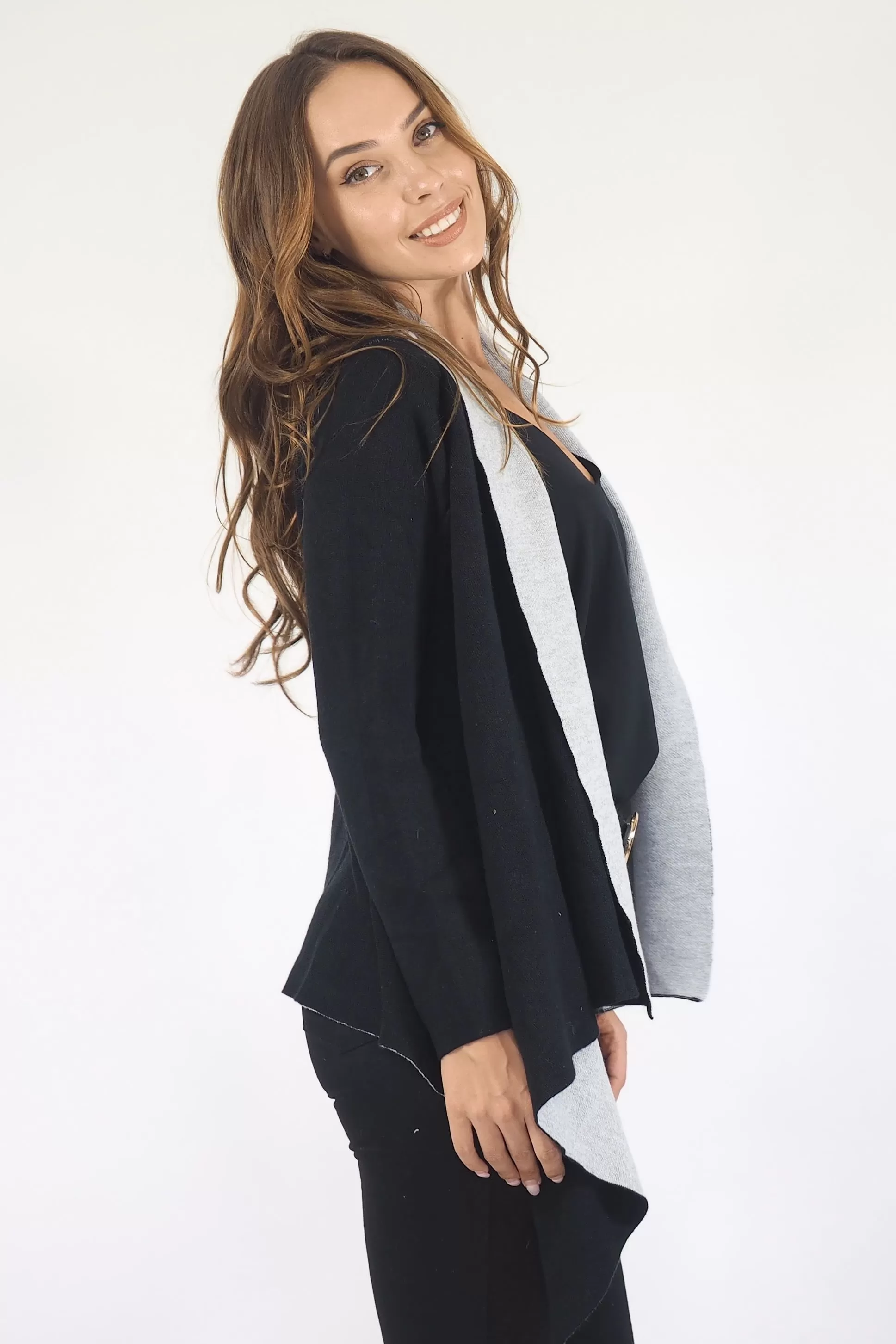 Kaya Jacket/Cardigan- Black/Grey