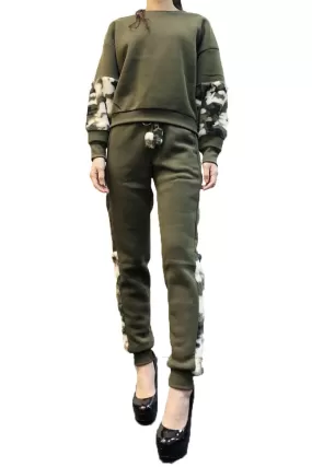 Kicking It Cute Camo & Faux Fur Trim Jogger Set