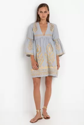 Kori Grey & Gold Feather Embroidered Dress