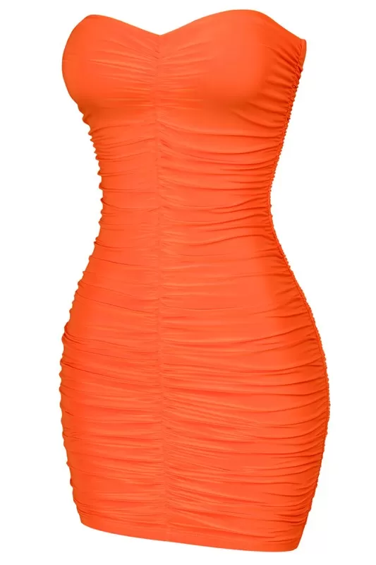 Kylie Sexy Tube Ruched Mini Dress