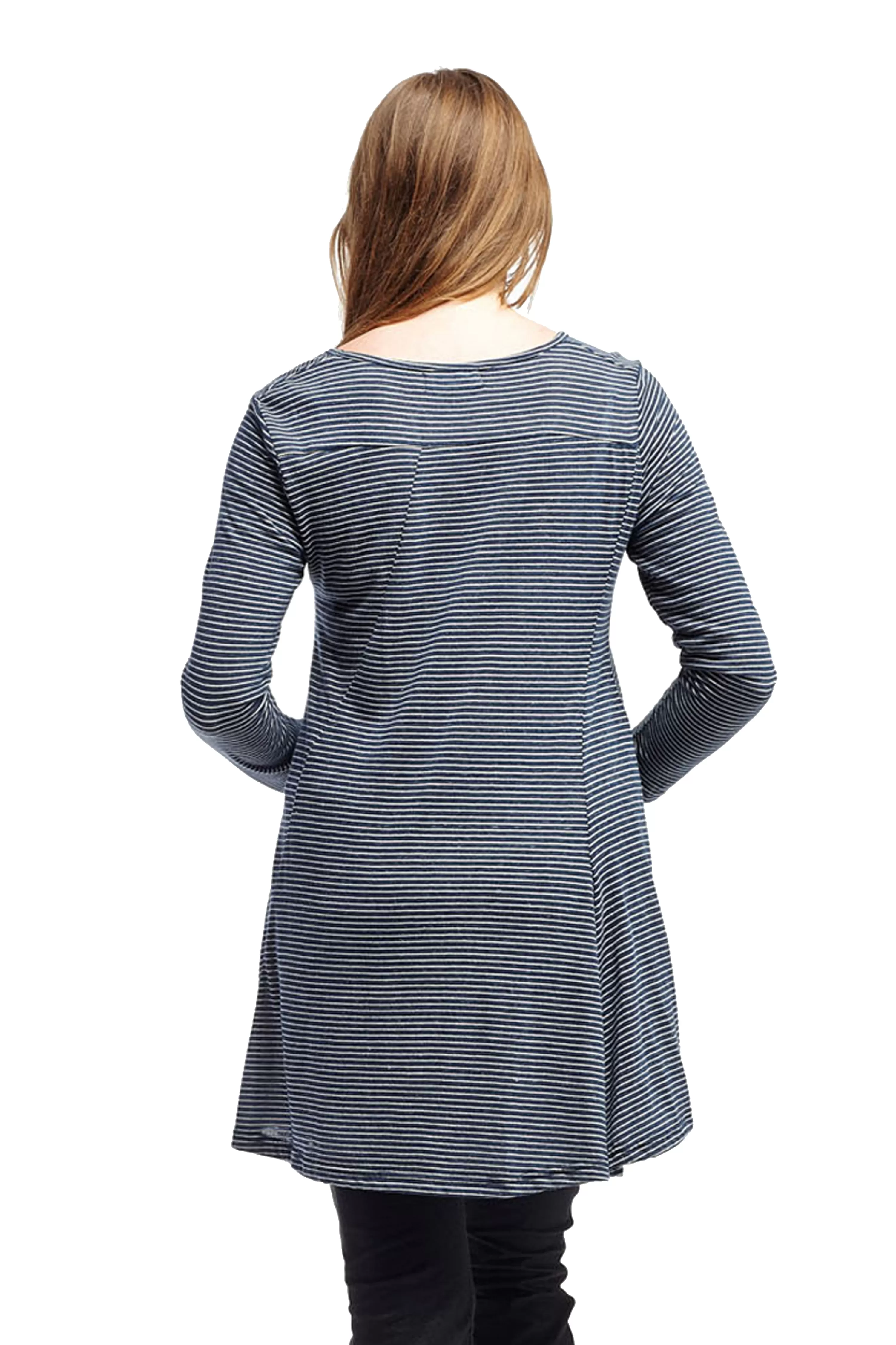 La Cera Asymmetrical Striped Tunic Top