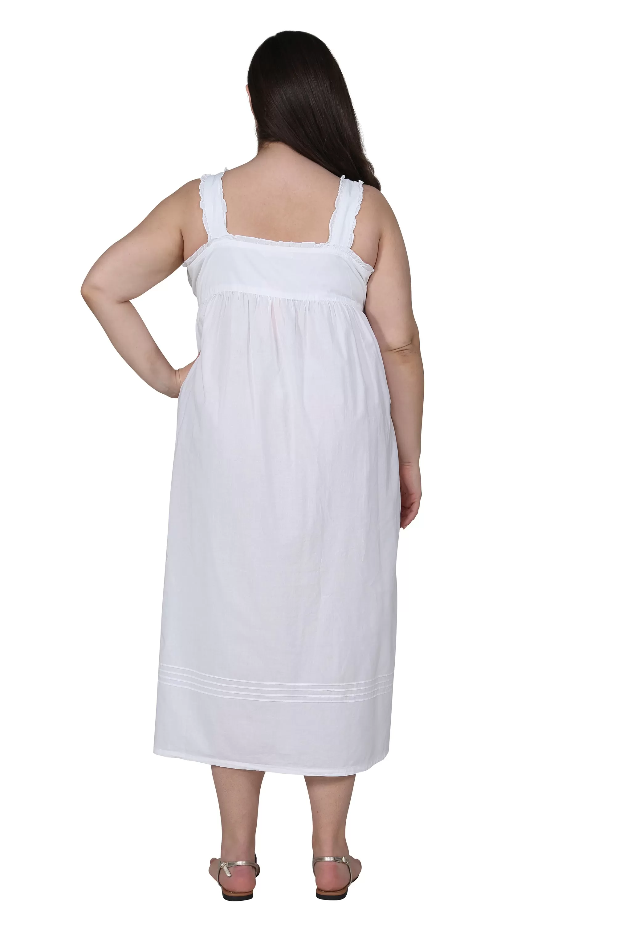 La Cera Plus Size Embroidered Sleeveless Pinafore Gown