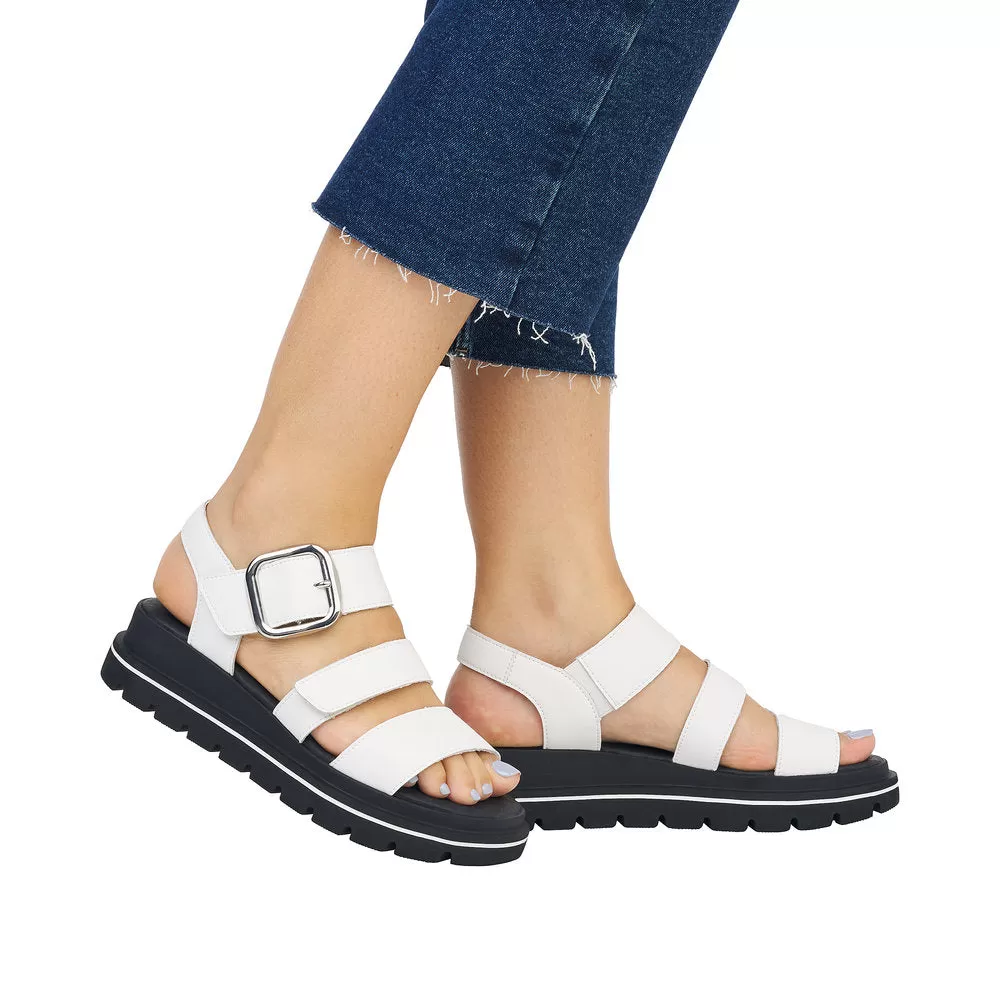 Ladies Evolution By Rieker Sandals White Chunky Platform W1650-80 sale