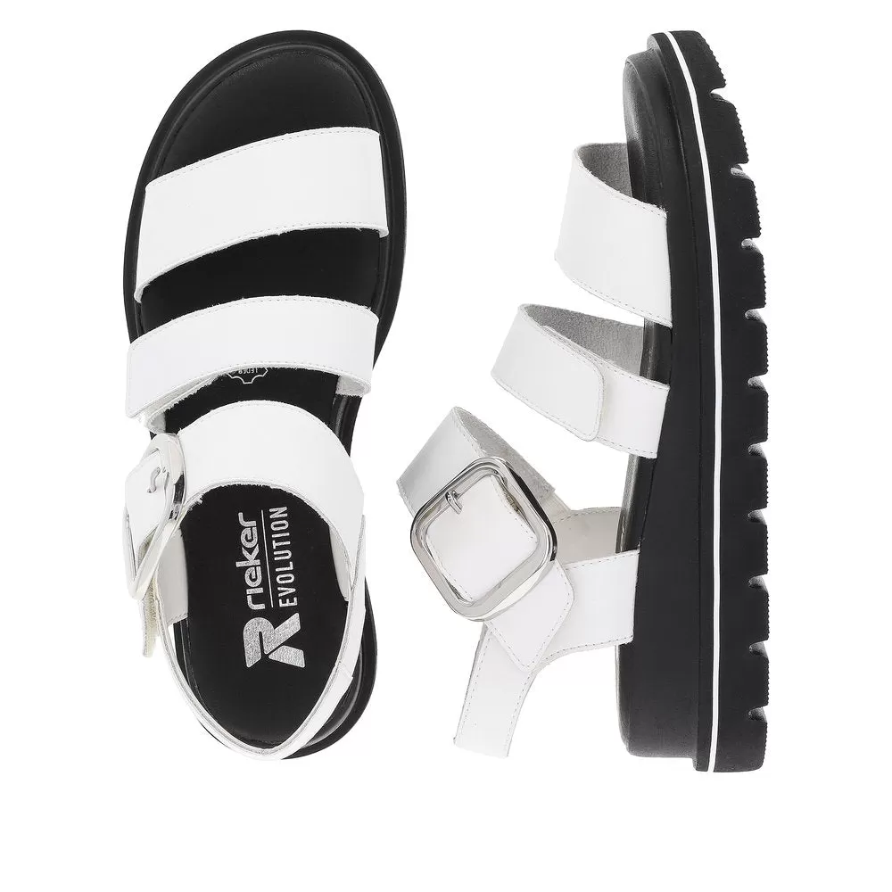 Ladies Evolution By Rieker Sandals White Chunky Platform W1650-80 sale